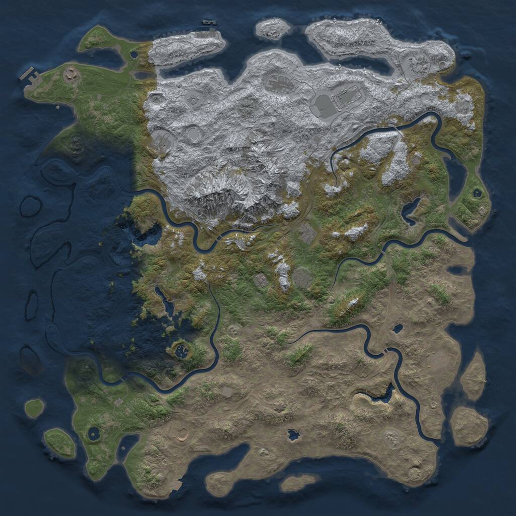 Rust Map: Procedural Map, Size: 6000, Seed: 796237263, 17 Monuments