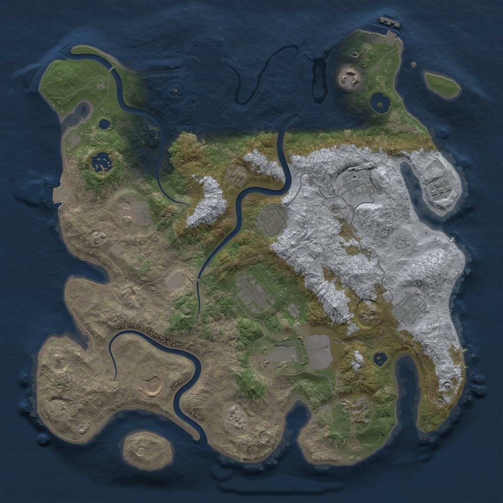Rust Map: Procedural Map, Size: 3750, Seed: 1121181259, 17 Monuments