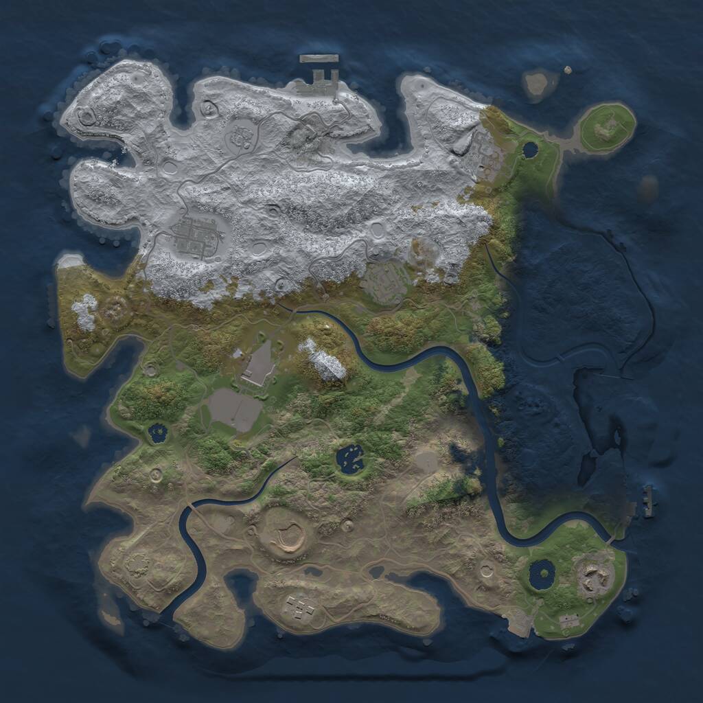 Rust Map: Procedural Map, Size: 3650, Seed: 1688198549, 14 Monuments