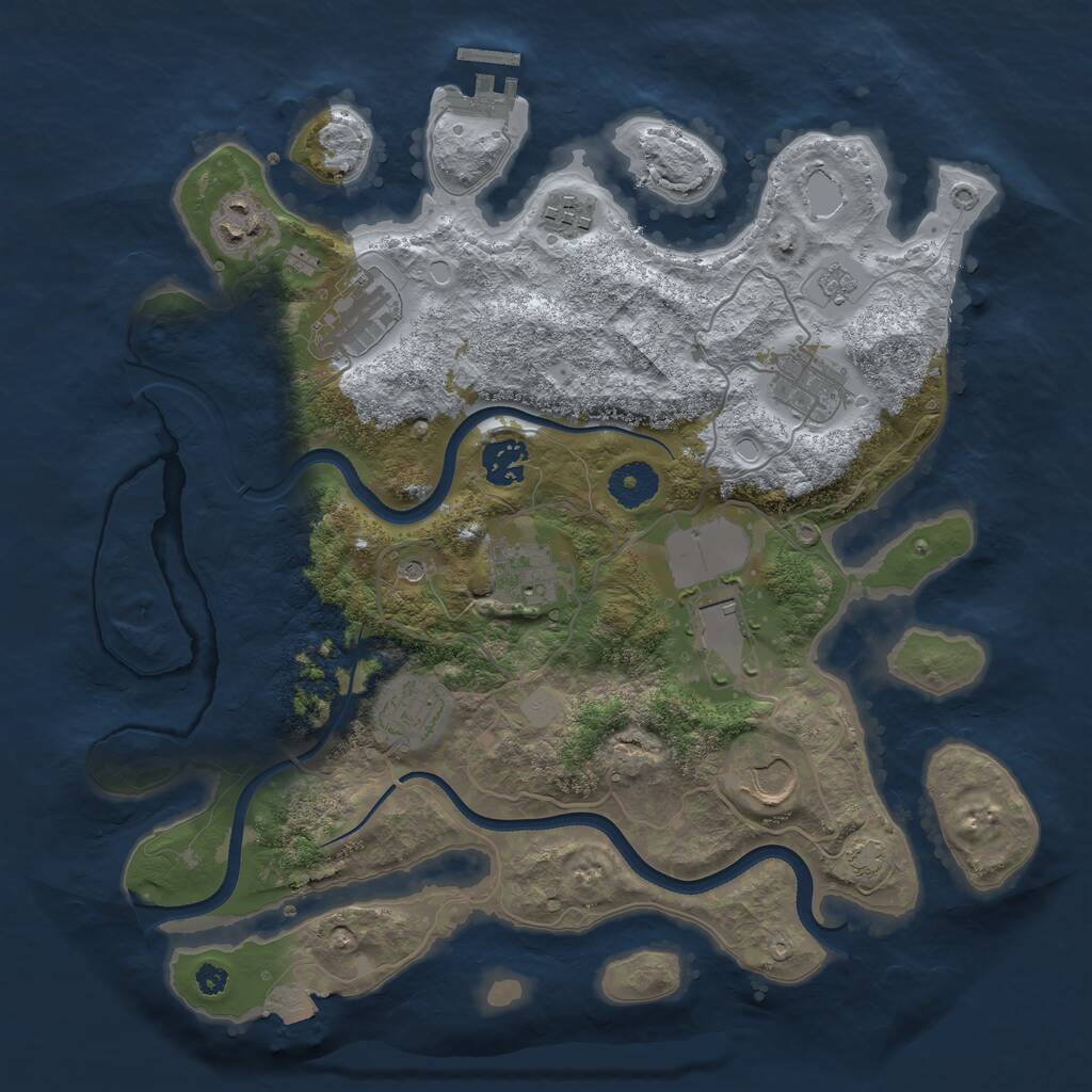 Rust Map: Procedural Map, Size: 3500, Seed: 46004423, 14 Monuments