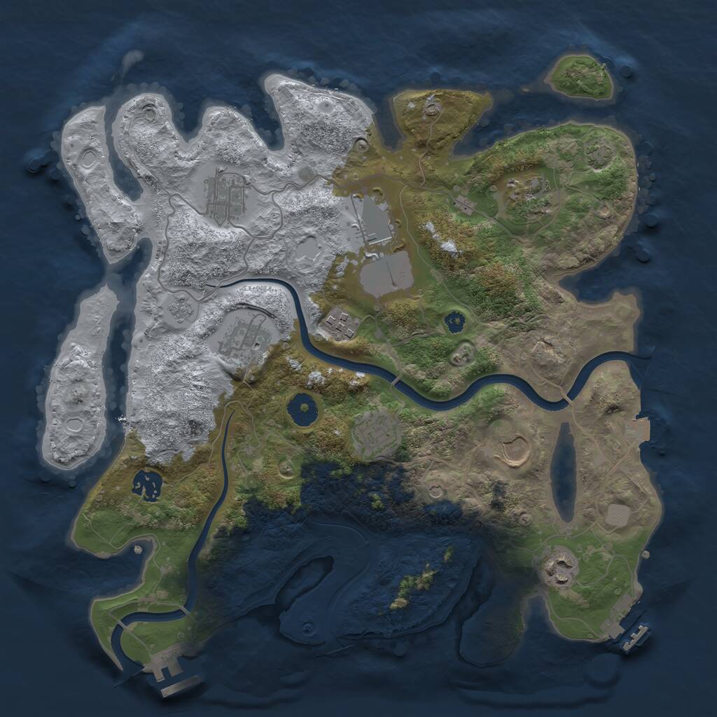 Rust Map: Procedural Map, Size: 3500, Seed: 1654458007, 15 Monuments