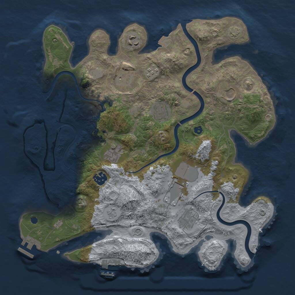 Rust Map: Procedural Map, Size: 3500, Seed: 1869980412, 15 Monuments