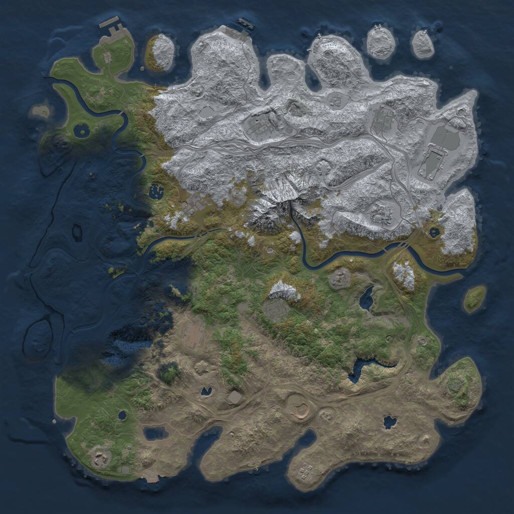 Rust Map: Procedural Map, Size: 5000, Seed: 4032026, 17 Monuments