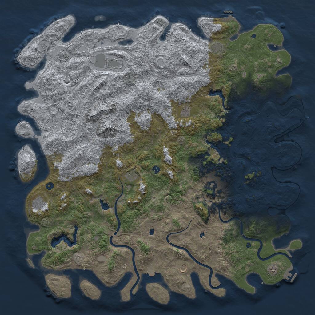 Rust Map: Procedural Map, Size: 6000, Seed: 45453287, 17 Monuments