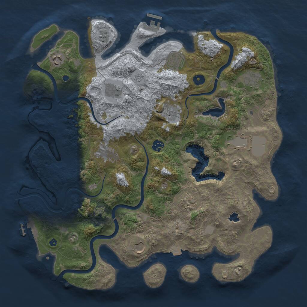 Rust Map: Procedural Map, Size: 4050, Seed: 387704238, 17 Monuments