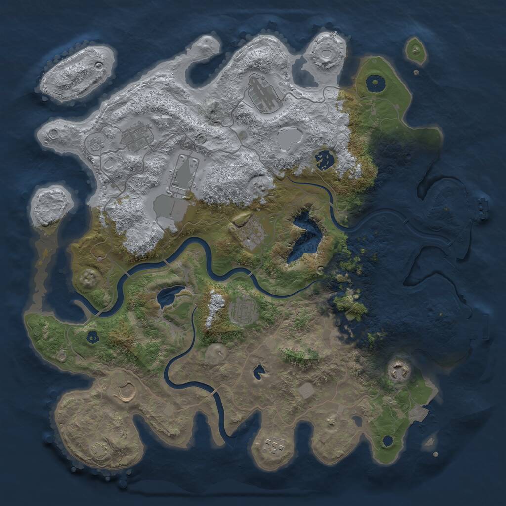 Rust Map: Procedural Map, Size: 4000, Seed: 75674, 16 Monuments