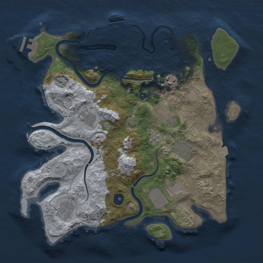 Rust Map: Procedural Map, Size: 3500, Seed: 42067, 14 Monuments