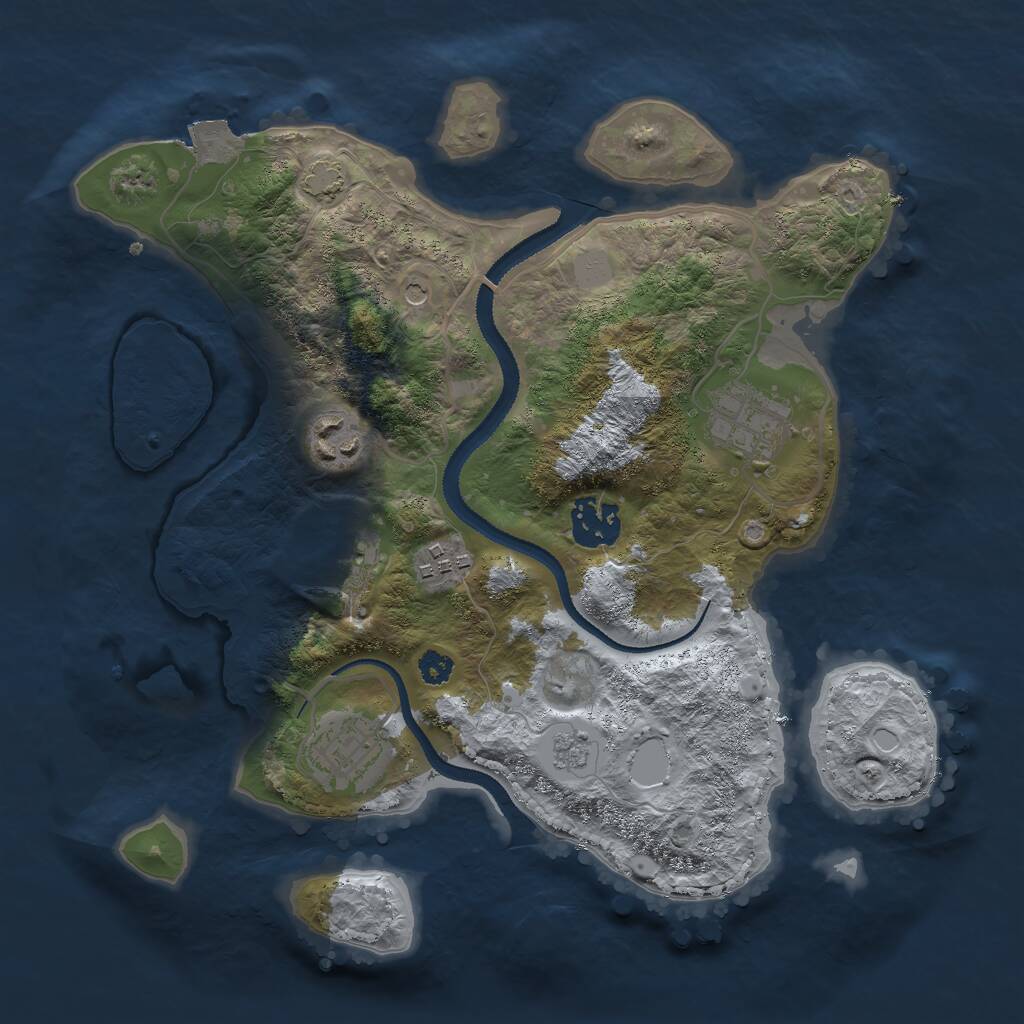 Rust Map: Procedural Map, Size: 3000, Seed: 2057702163, 10 Monuments
