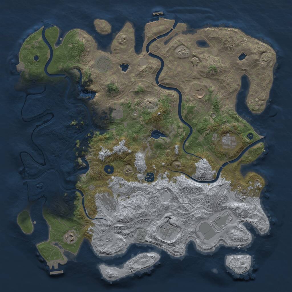 Rust Map: Procedural Map, Size: 4500, Seed: 343643955, 17 Monuments
