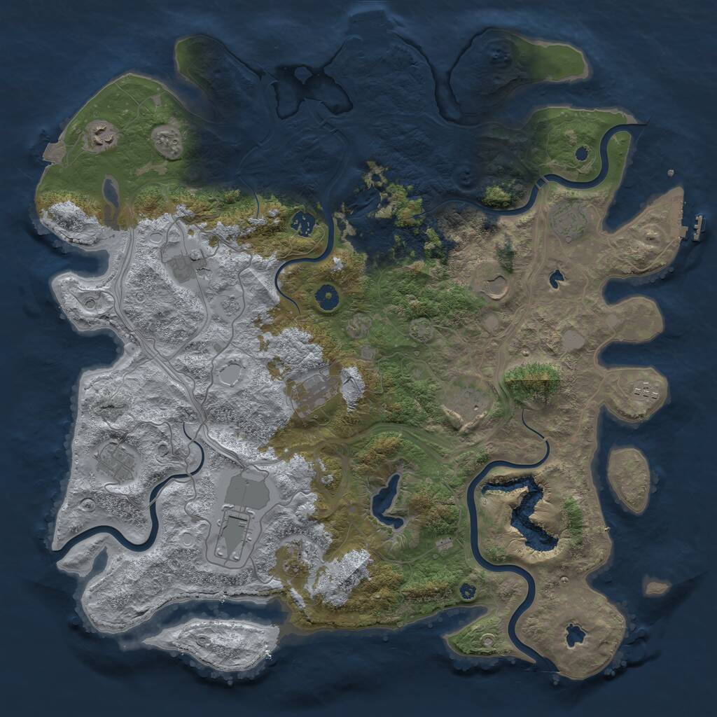 Rust Map: Procedural Map, Size: 4500, Seed: 21139666, 17 Monuments