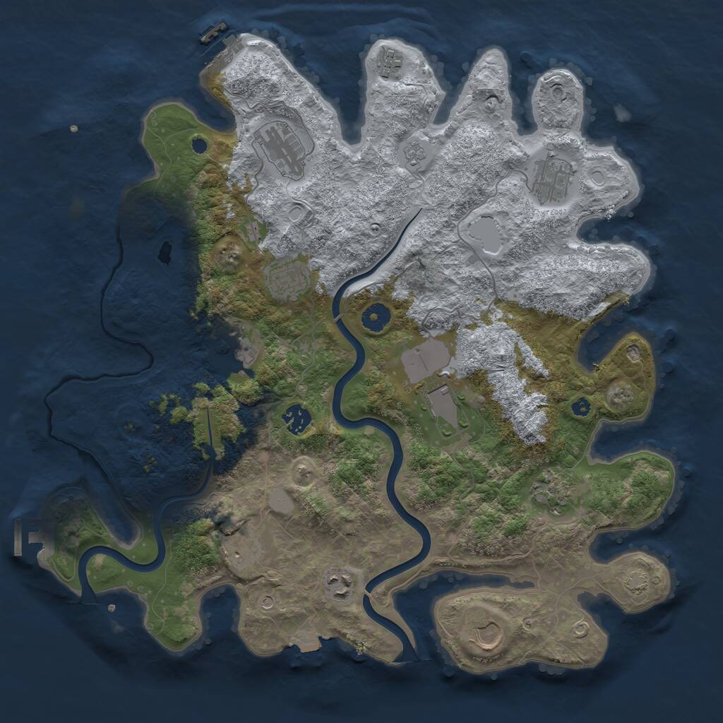 Rust Map: Procedural Map, Size: 3900, Seed: 1788487232, 17 Monuments