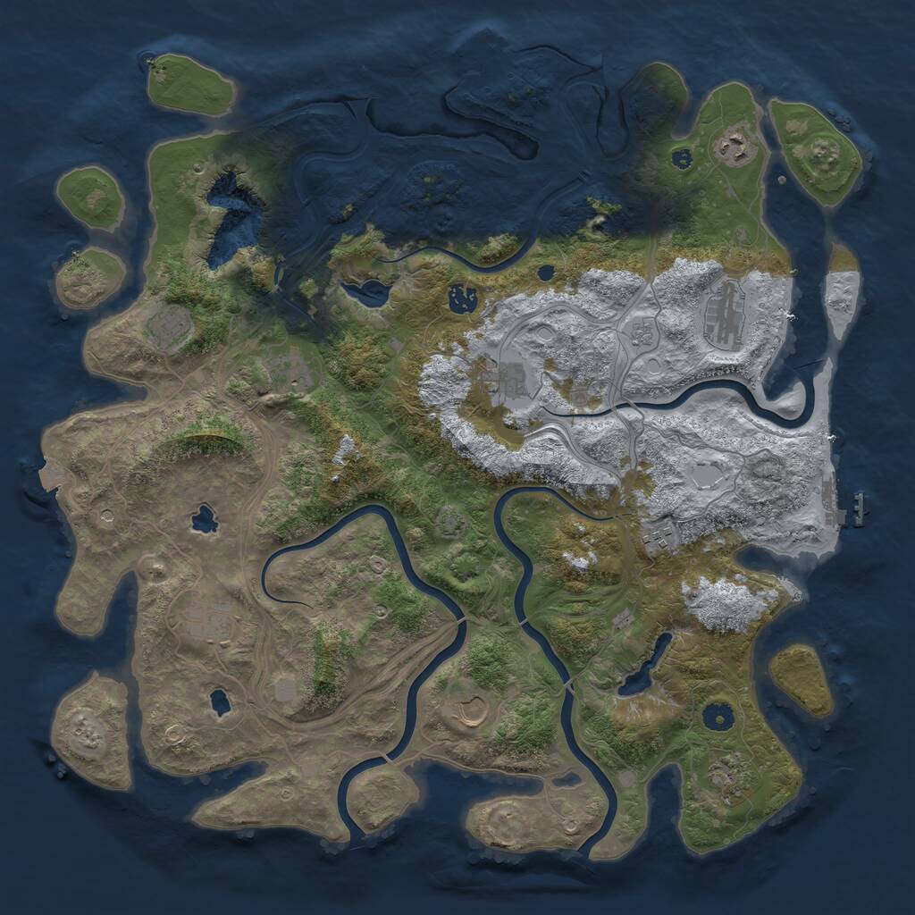 Rust Map: Procedural Map, Size: 4500, Seed: 2083148713, 16 Monuments