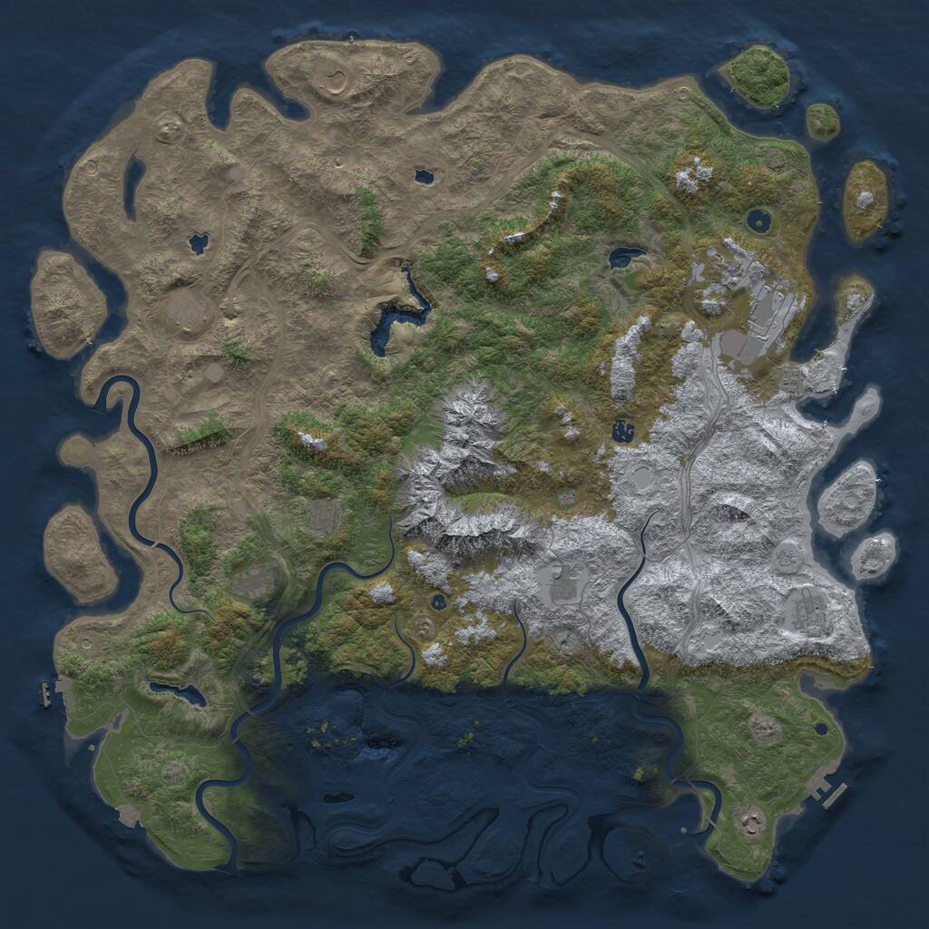 Rust Map: Procedural Map, Size: 6000, Seed: 463465788, 17 Monuments