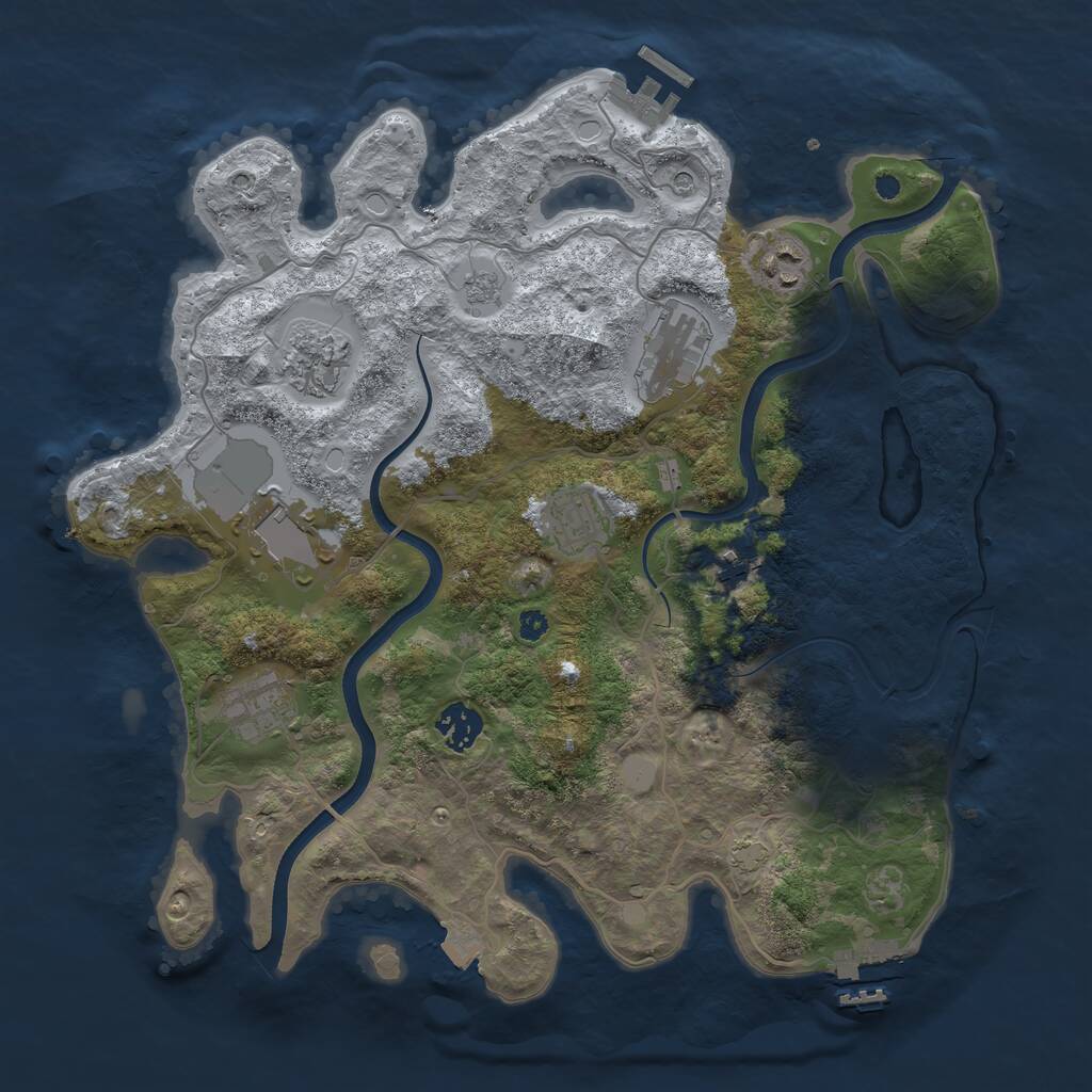Rust Map: Procedural Map, Size: 3600, Seed: 44720, 14 Monuments