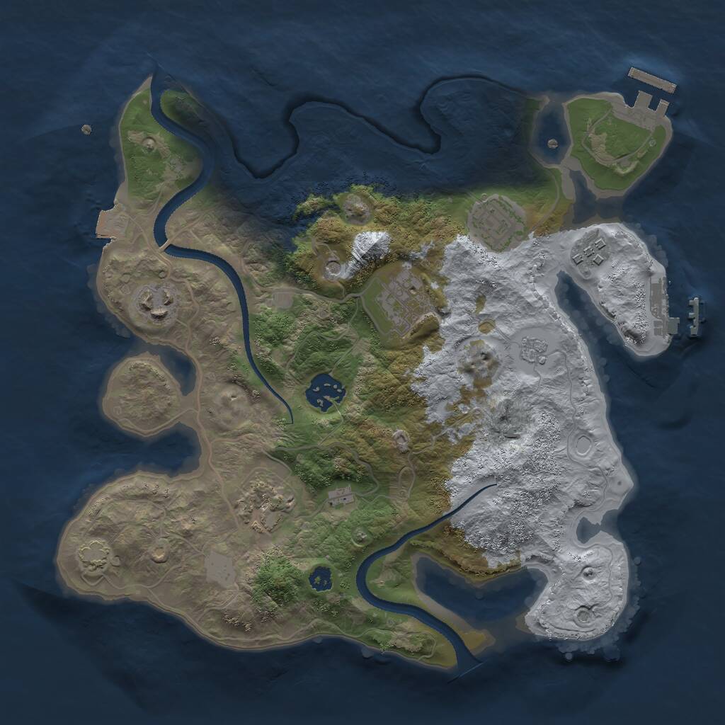 Rust Map: Procedural Map, Size: 3000, Seed: 1856573638, 12 Monuments