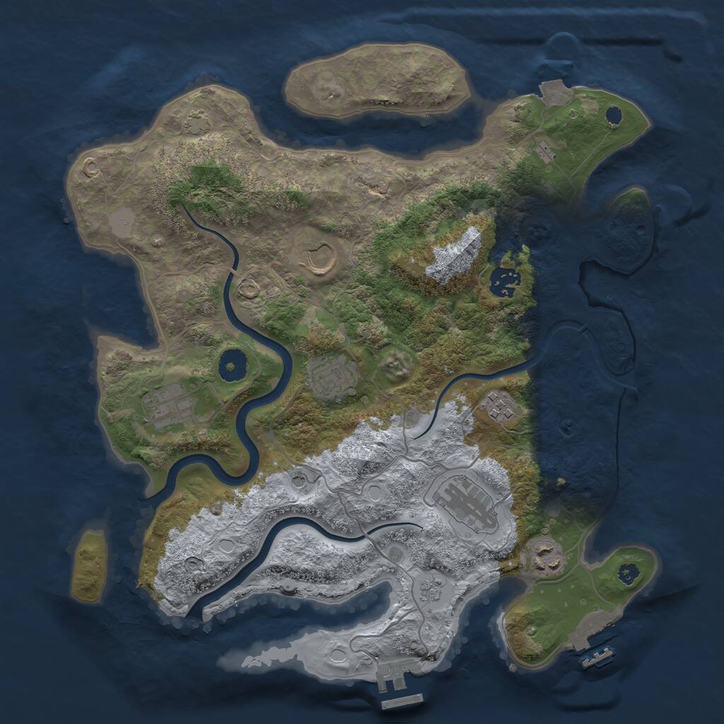 Rust Map: Procedural Map, Size: 3500, Seed: 1226045821, 13 Monuments