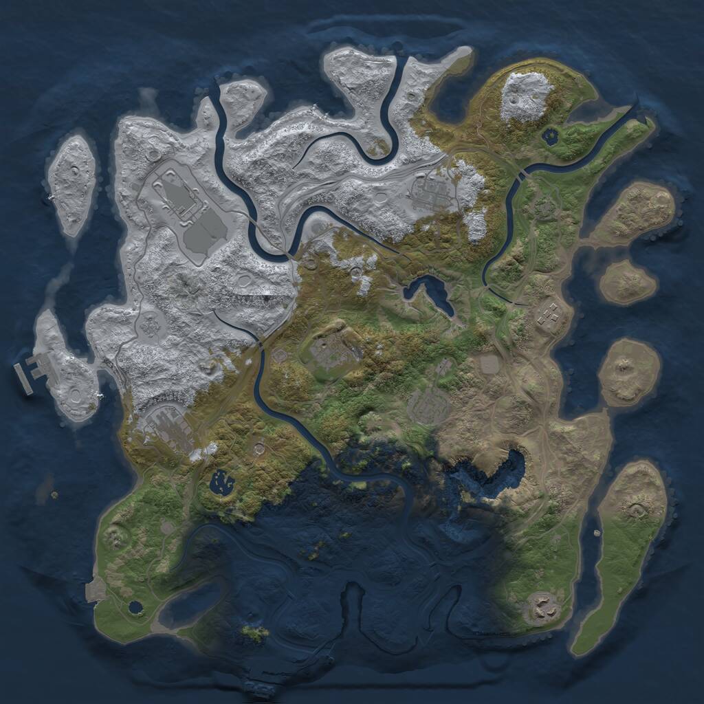 Rust Map: Procedural Map, Size: 4250, Seed: 553844783, 14 Monuments