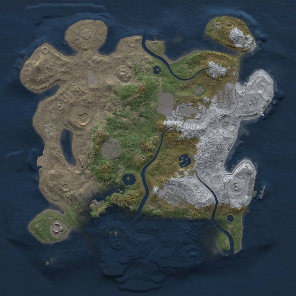 Rust Map: Procedural Map, Size: 3500, Seed: 648268, 15 Monuments