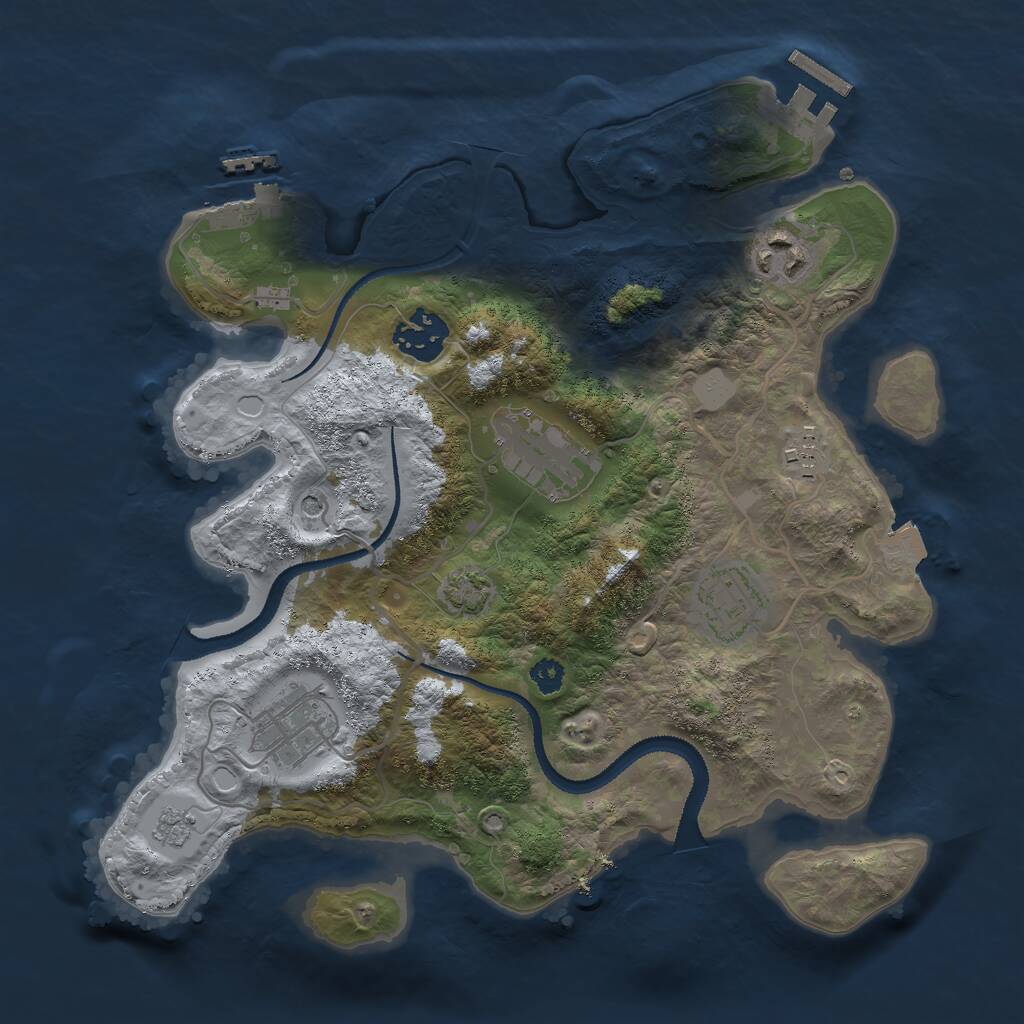 Rust Map: Procedural Map, Size: 3000, Seed: 951387123, 12 Monuments