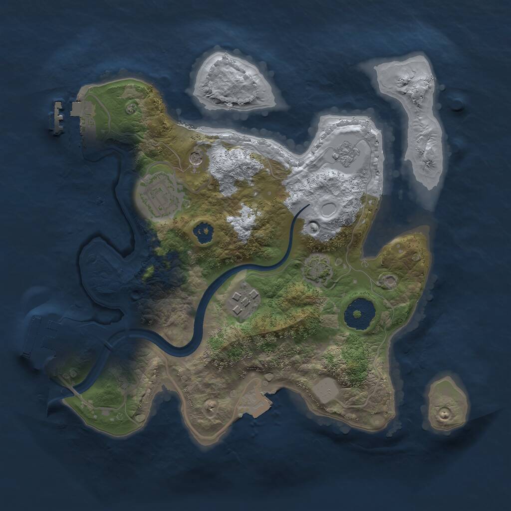 Rust Map: Procedural Map, Size: 2500, Seed: 1106870228, 8 Monuments
