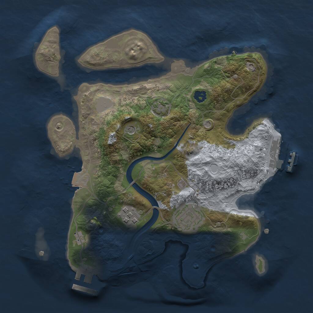 Rust Map: Procedural Map, Size: 2500, Seed: 2036104096, 7 Monuments