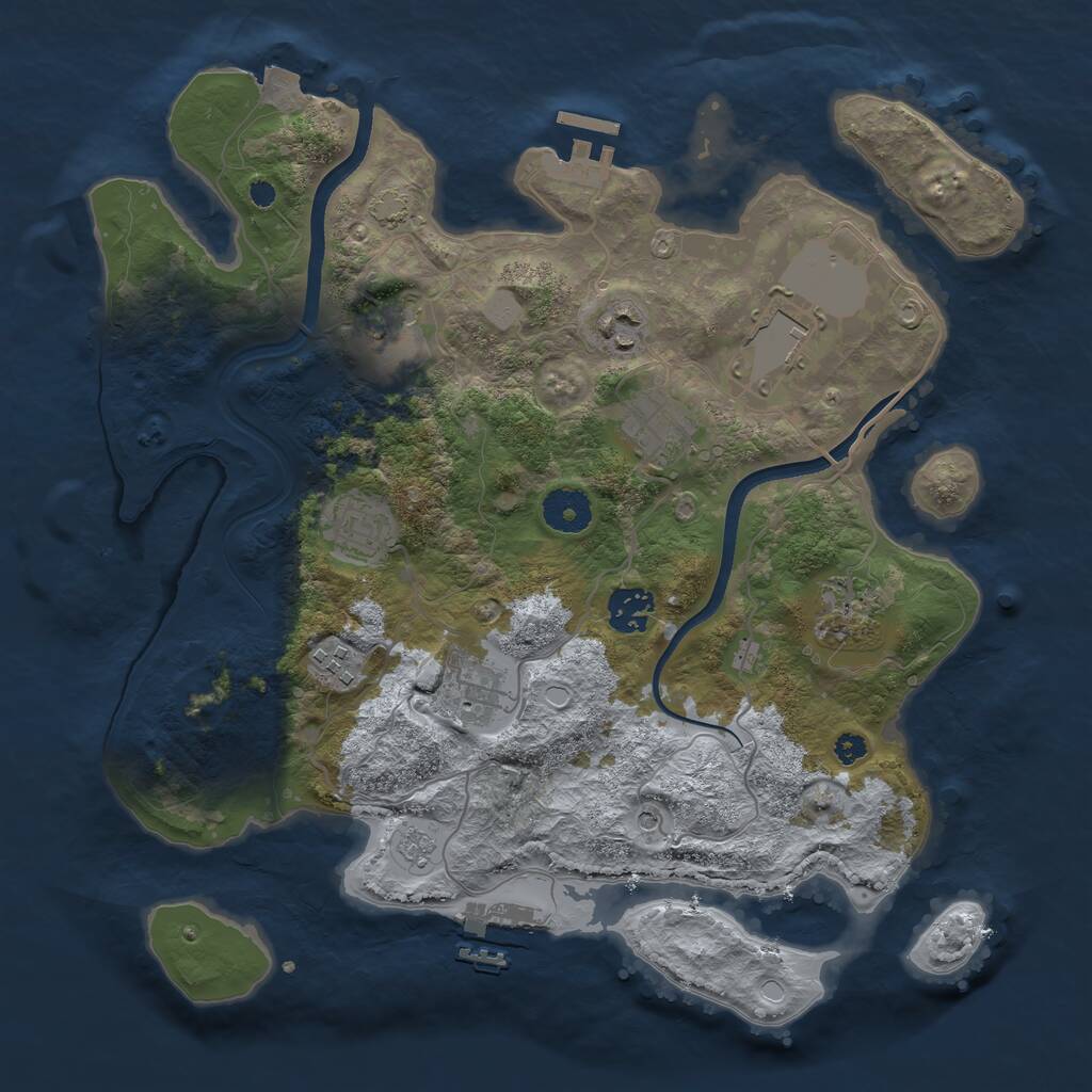 Rust Map: Procedural Map, Size: 3500, Seed: 1864100326, 15 Monuments