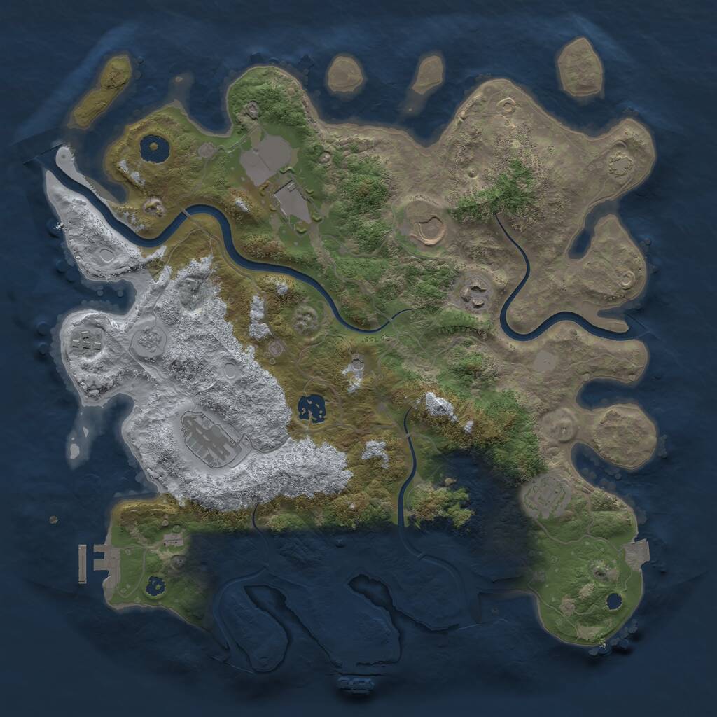 Rust Map: Procedural Map, Size: 3700, Seed: 1689118901, 13 Monuments