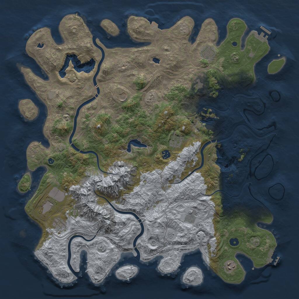 Rust Map: Procedural Map, Size: 5000, Seed: 115211, 16 Monuments