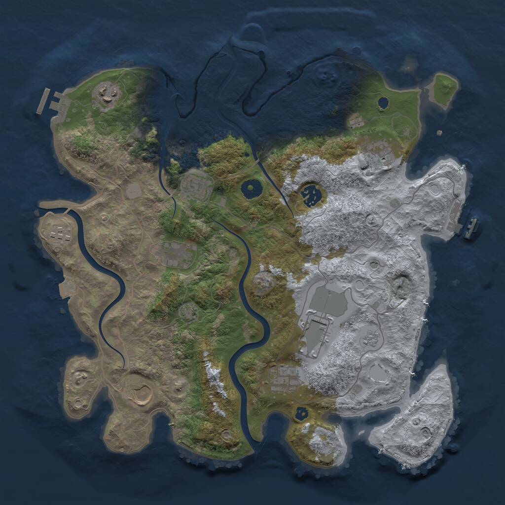 Rust Map: Procedural Map, Size: 3750, Seed: 421384294, 15 Monuments