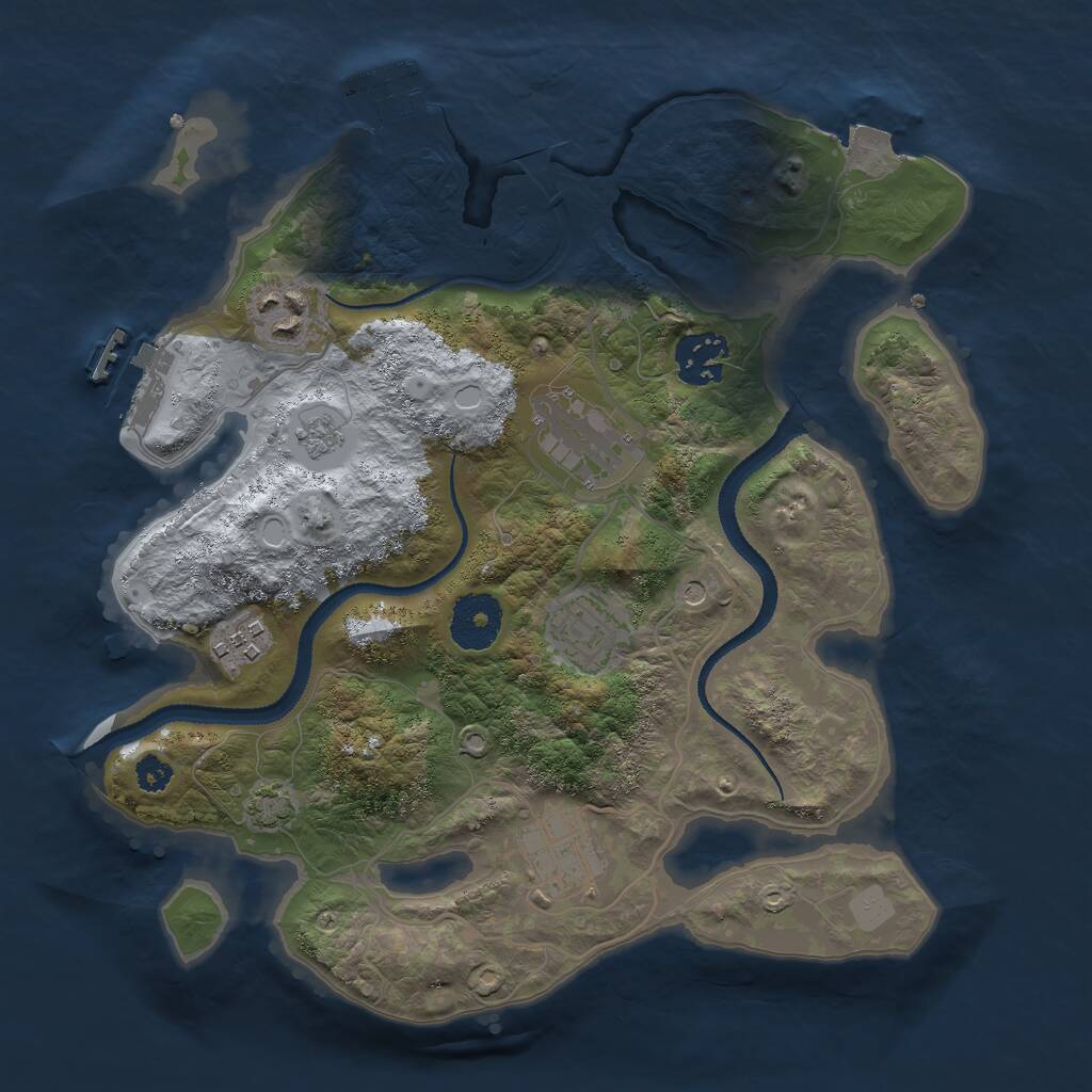 Rust Map: Procedural Map, Size: 3000, Seed: 1281918304, 12 Monuments