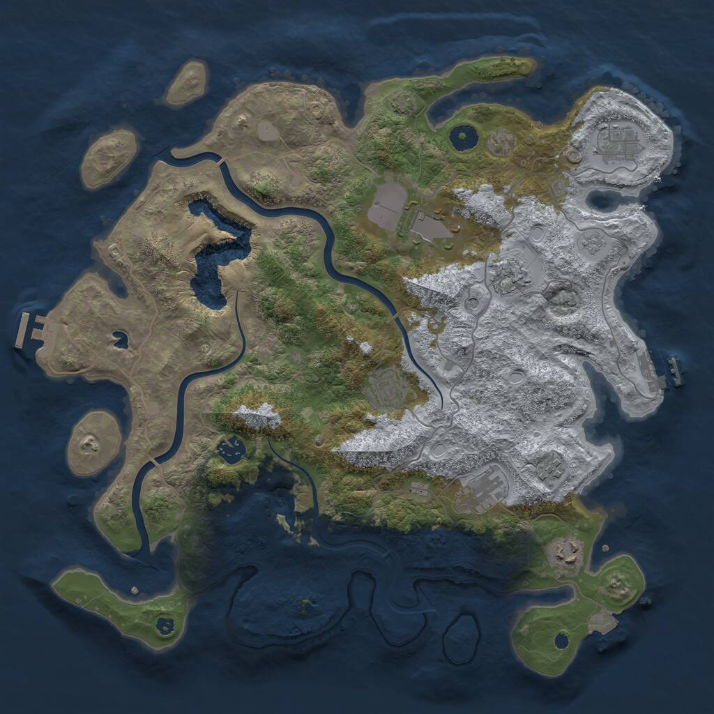 Rust Map: Procedural Map, Size: 4000, Seed: 5576, 14 Monuments