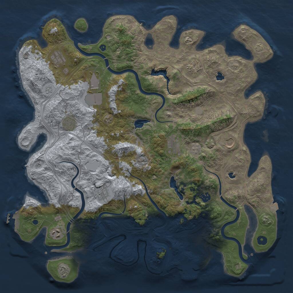 Rust Map: Procedural Map, Size: 4500, Seed: 120378997, 16 Monuments