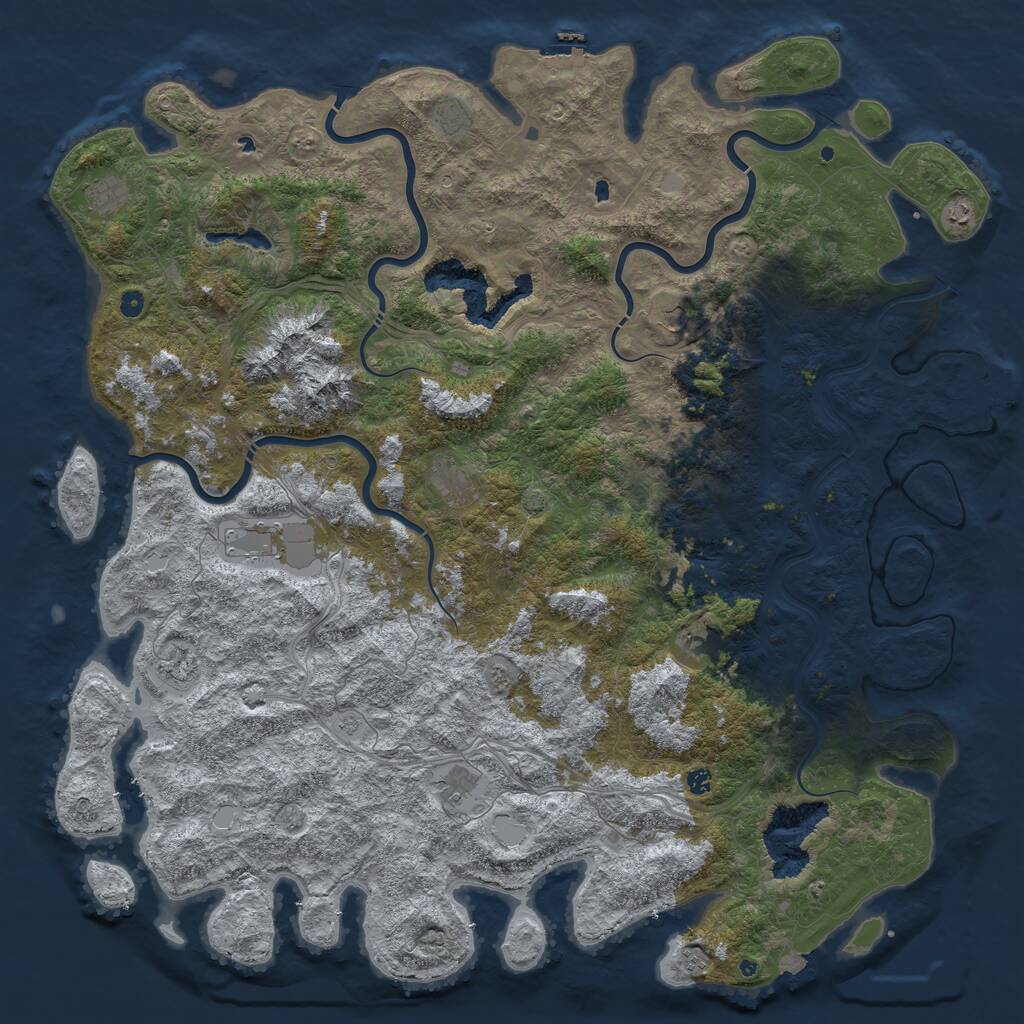 Rust Map: Procedural Map, Size: 6000, Seed: 483225, 17 Monuments
