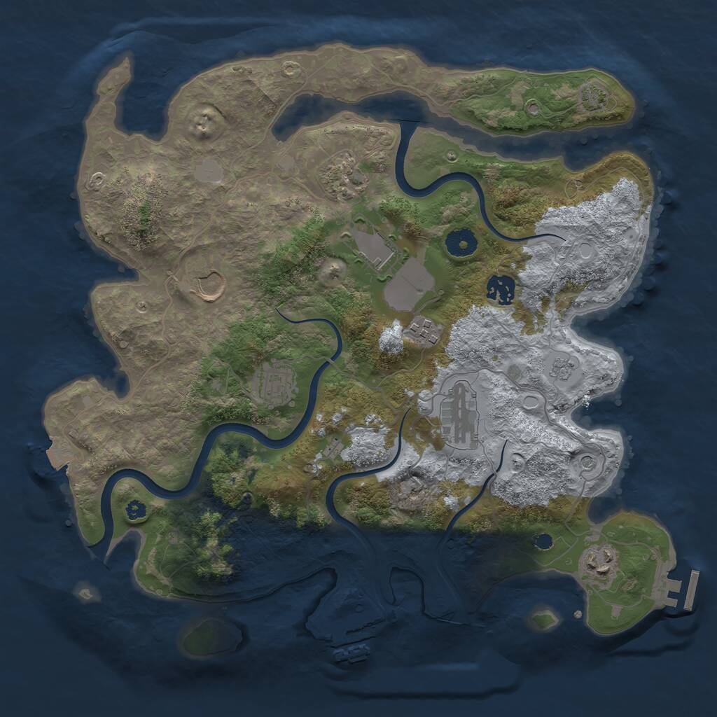 Rust Map: Procedural Map, Size: 3600, Seed: 22353, 14 Monuments