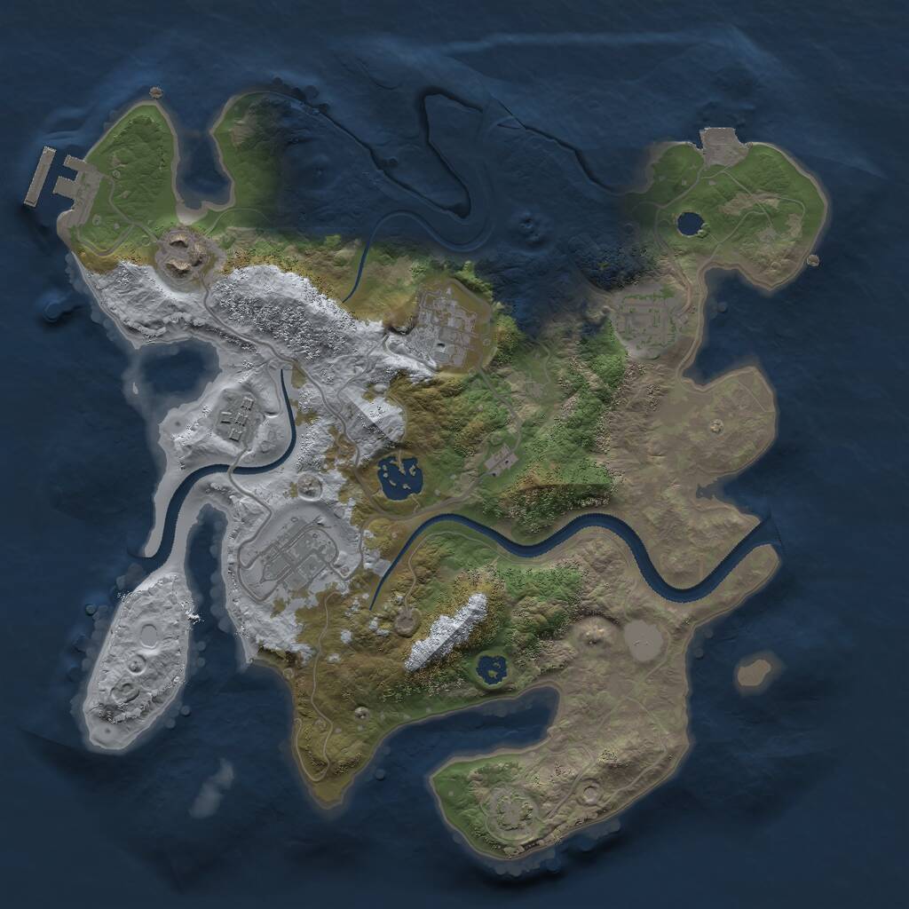 Rust Map: Procedural Map, Size: 3000, Seed: 443236227, 9 Monuments