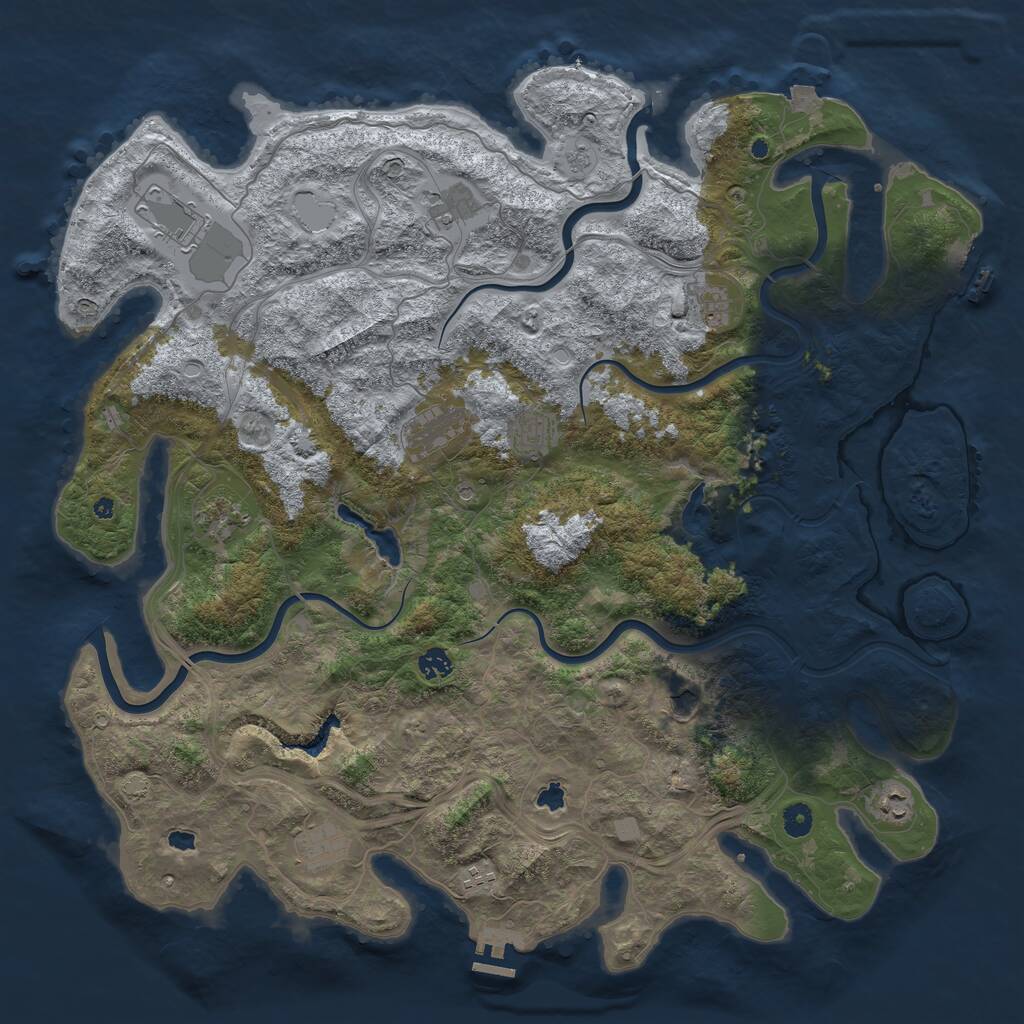 Rust Map: Procedural Map, Size: 4800, Seed: 345654474, 17 Monuments