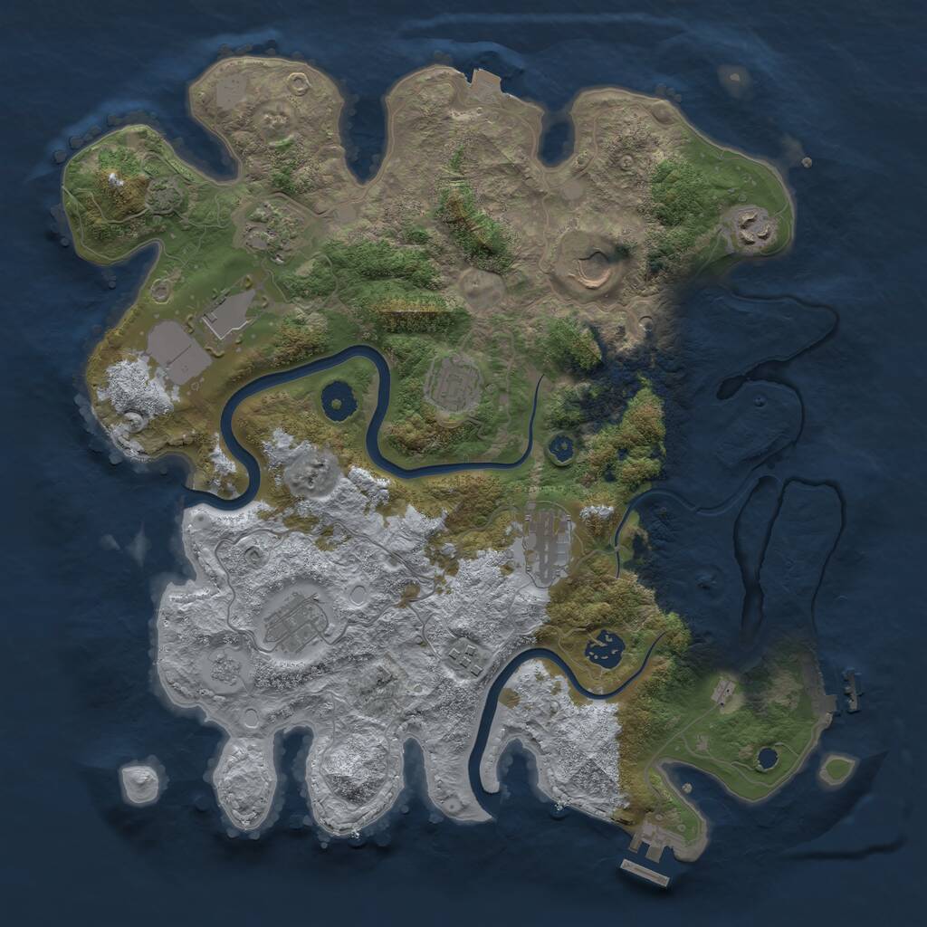 Rust Map: Procedural Map, Size: 3750, Seed: 2120548715, 15 Monuments