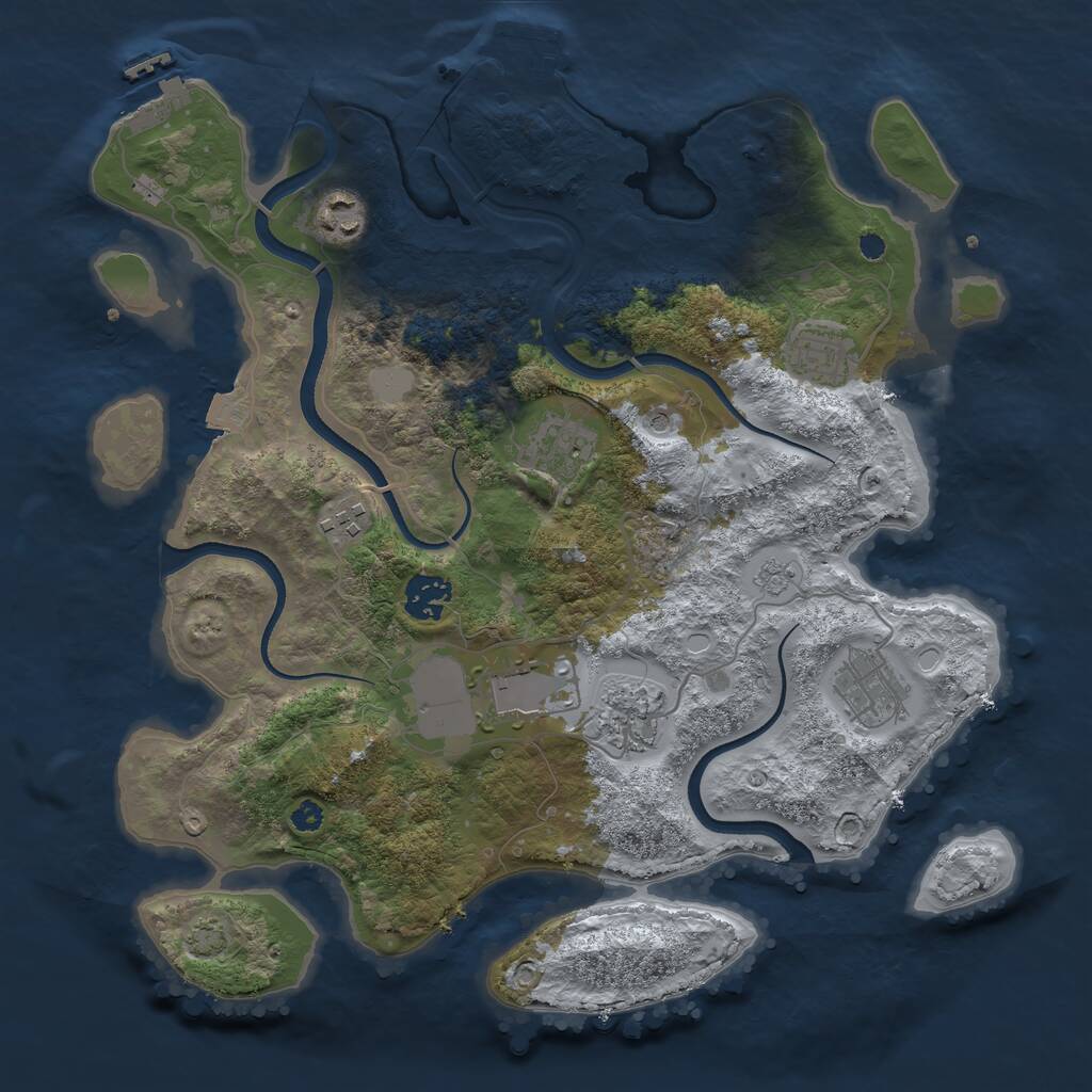 Rust Map: Procedural Map, Size: 3500, Seed: 1477350819, 14 Monuments