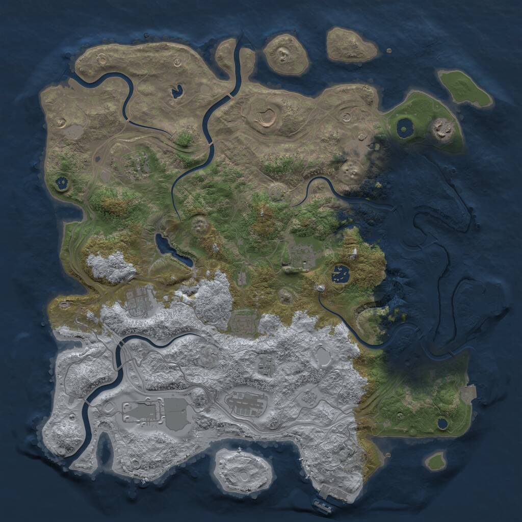 Rust Map: Procedural Map, Size: 4250, Seed: 1137371671, 17 Monuments