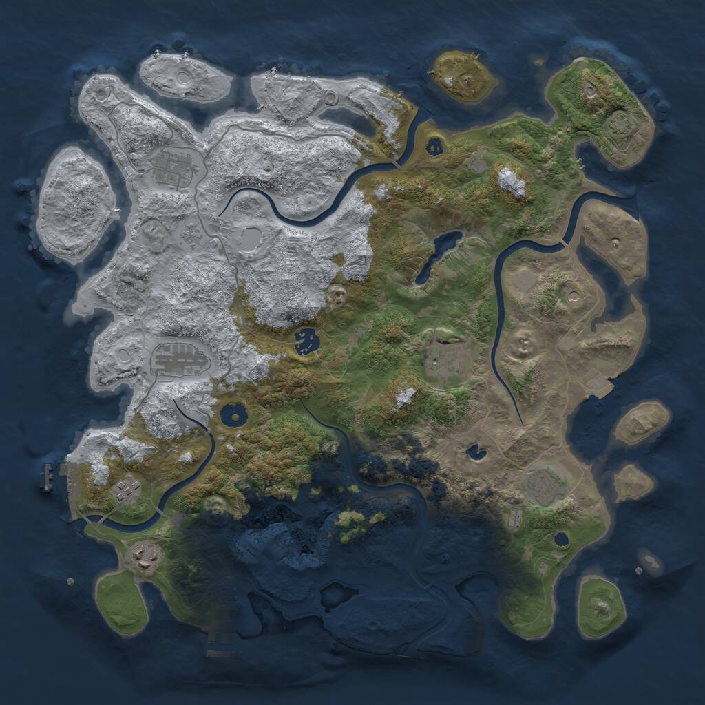 Rust Map: Procedural Map, Size: 4050, Seed: 2140104278, 13 Monuments