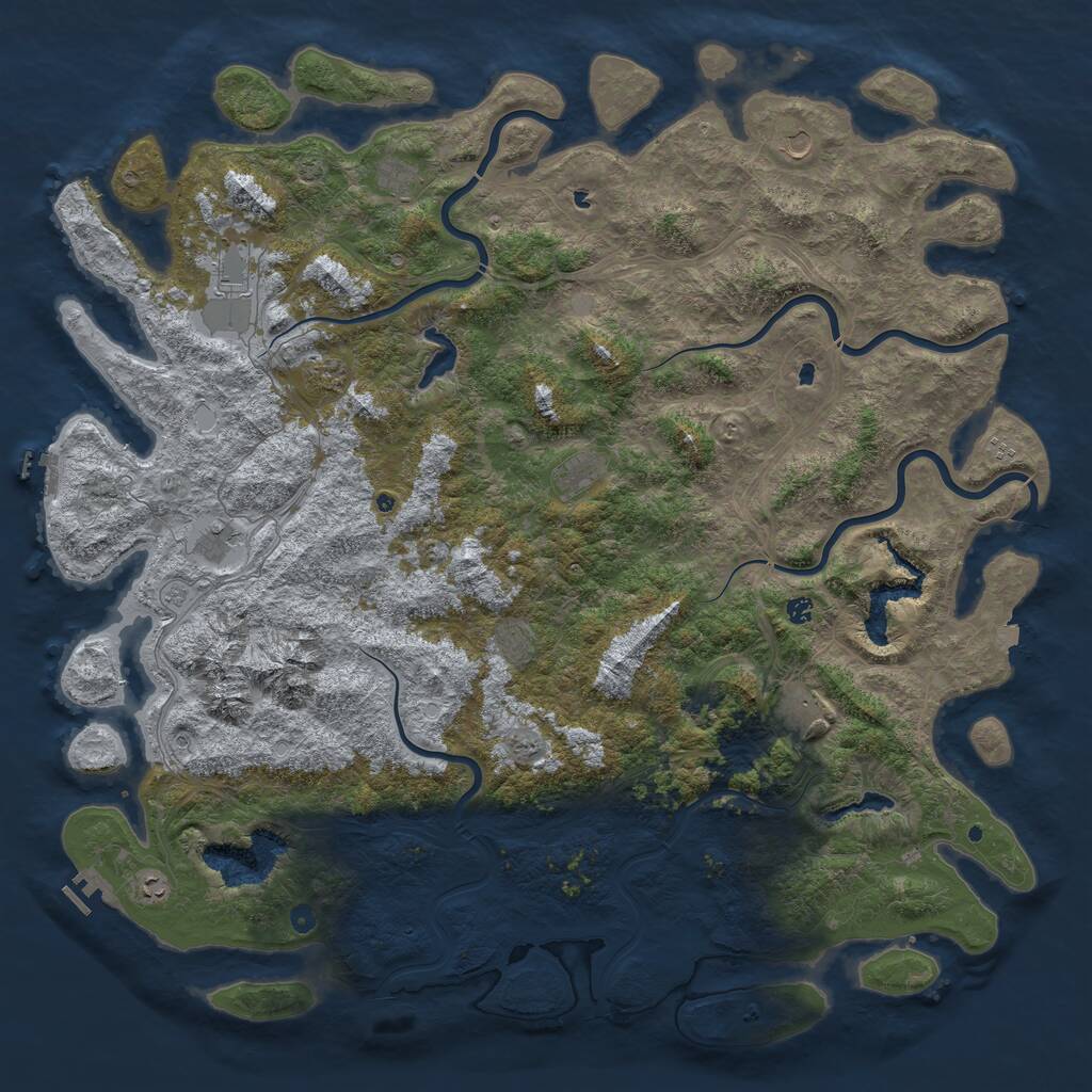 Rust Map: Procedural Map, Size: 6000, Seed: 1369322511, 17 Monuments