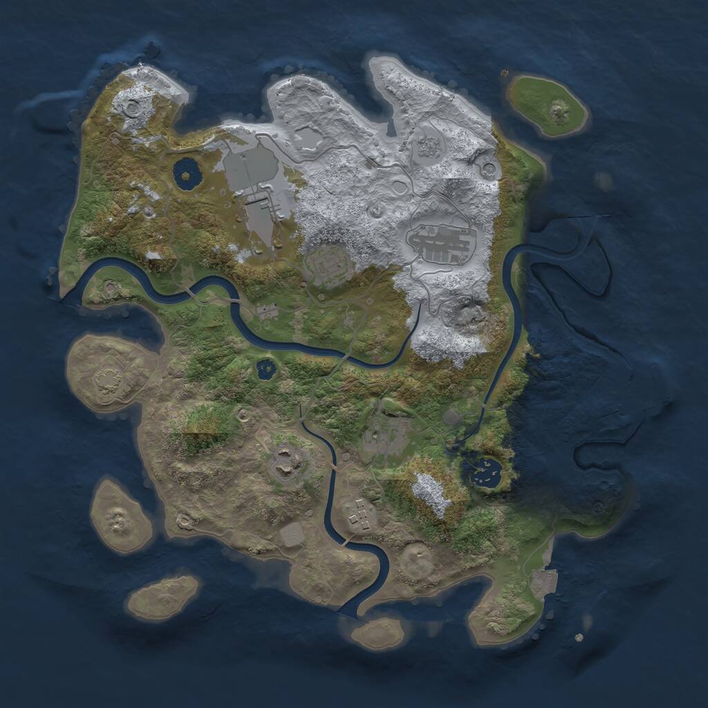 Rust Map: Procedural Map, Size: 3500, Seed: 578535195, 12 Monuments