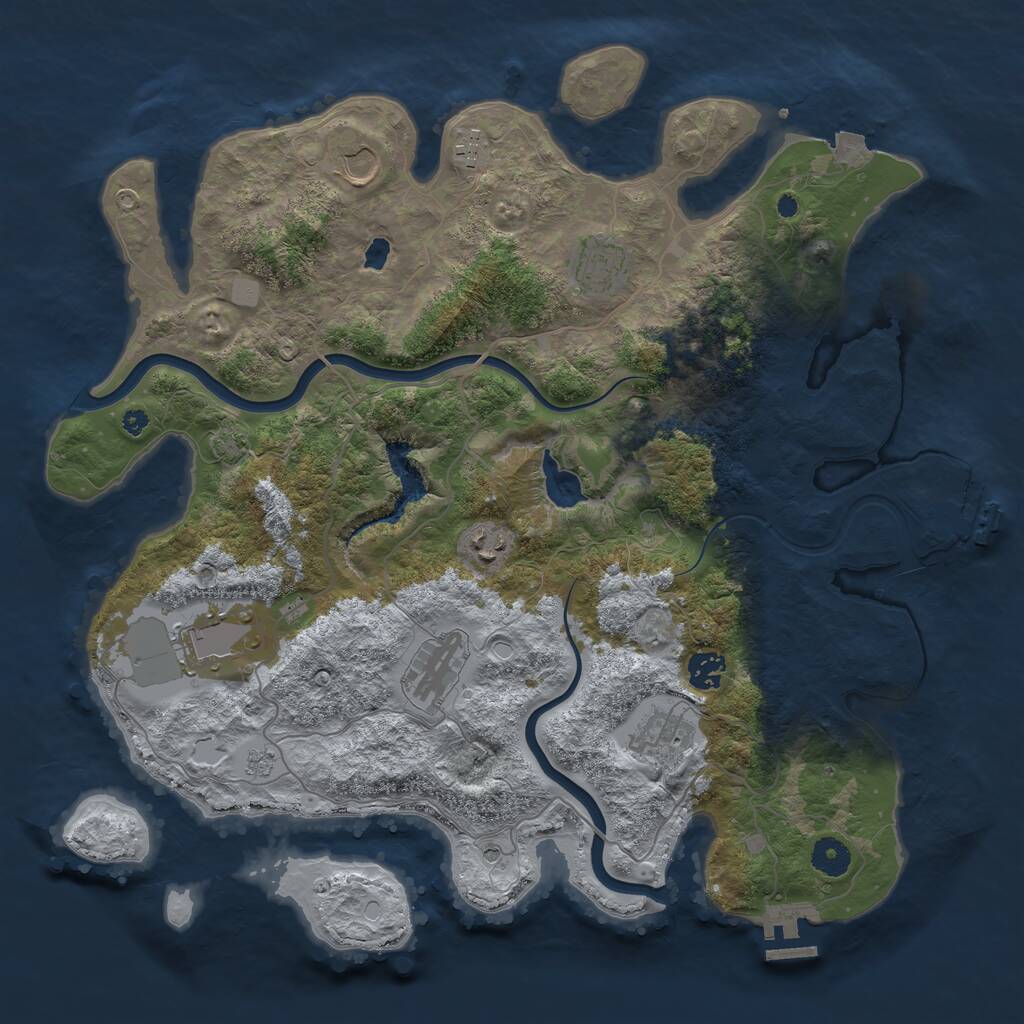 Rust Map: Procedural Map, Size: 4000, Seed: 29515, 14 Monuments