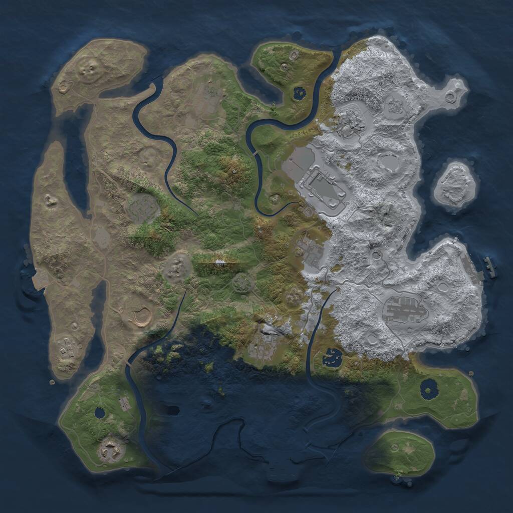 Rust Map: Procedural Map, Size: 3885, Seed: 65497897, 17 Monuments