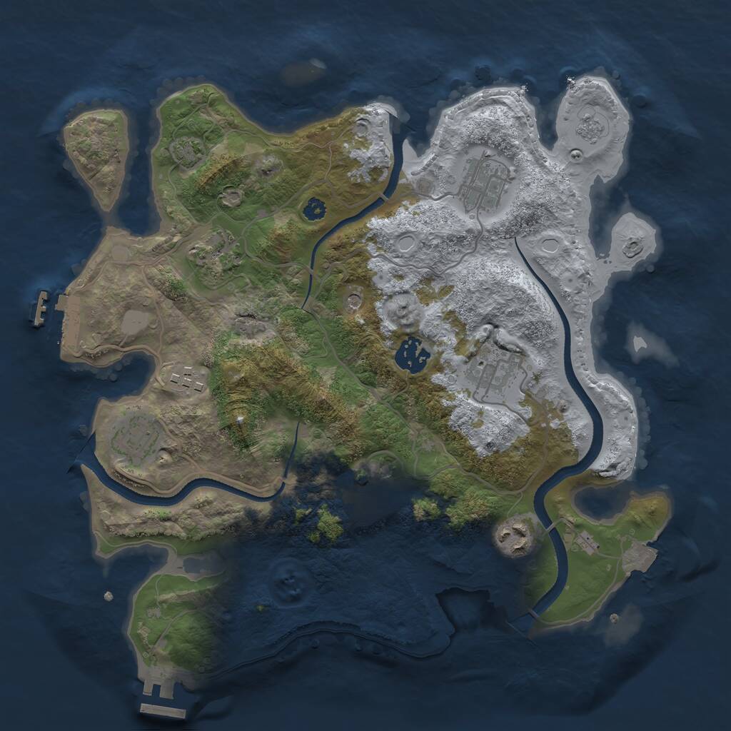Rust Map: Procedural Map, Size: 3250, Seed: 187376005, 14 Monuments