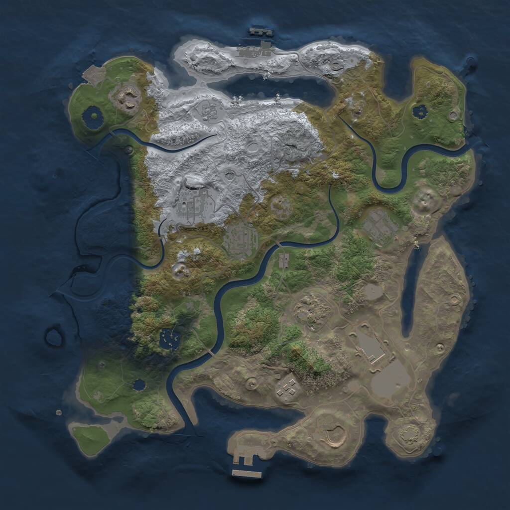 Rust Map: Procedural Map, Size: 3500, Seed: 4280517, 15 Monuments