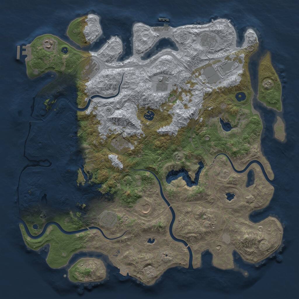 Rust Map: Procedural Map, Size: 4500, Seed: 1259899608, 17 Monuments
