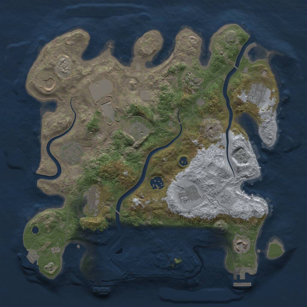 Rust Map: Procedural Map, Size: 3500, Seed: 1449881993, 17 Monuments