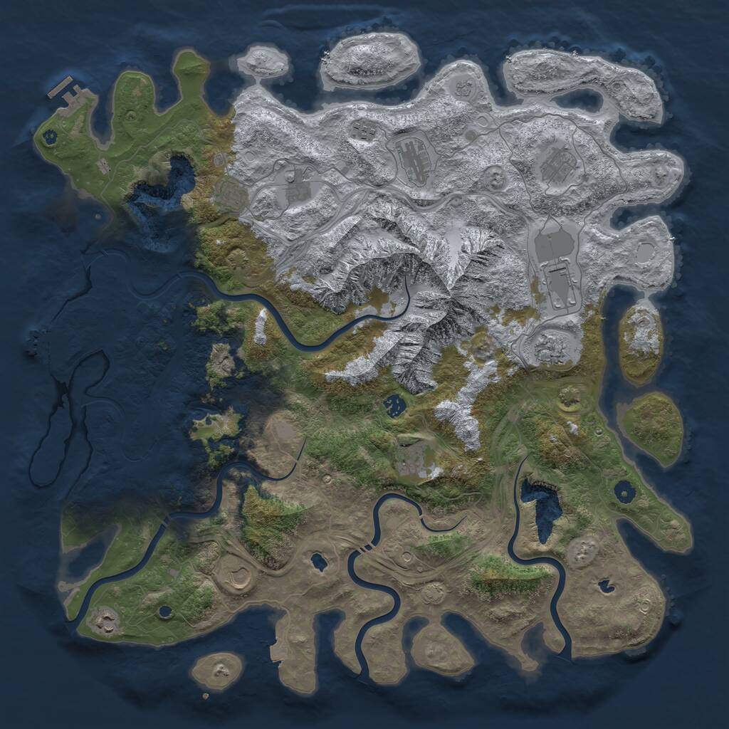 Rust Map: Procedural Map, Size: 5000, Seed: 1837718917, 17 Monuments