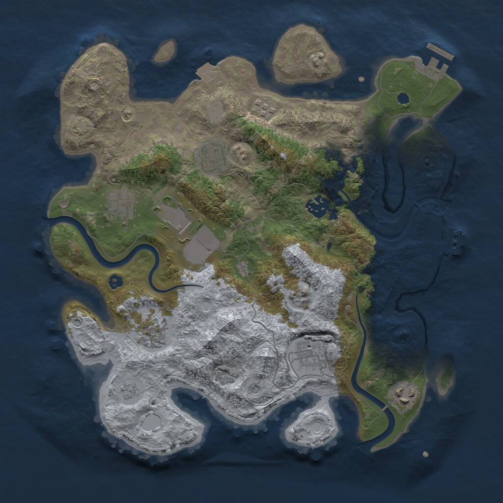 Rust Map: Procedural Map, Size: 3500, Seed: 1697311729, 14 Monuments